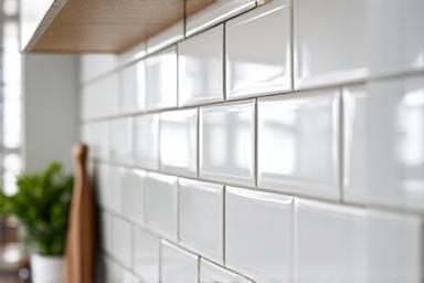 Glatte Metro-Fliesen als Küchenrückwand