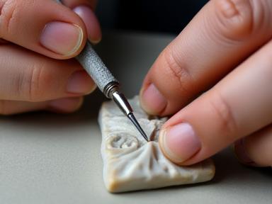 Nahaufnahme von Restaurierungswerkzeugen auf einem Werkstück